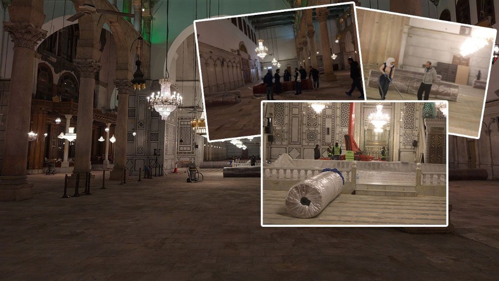 Cumhurbaşkanı Erdoğan seçmişti! Şam Emevi Camii'nin halıları serildi