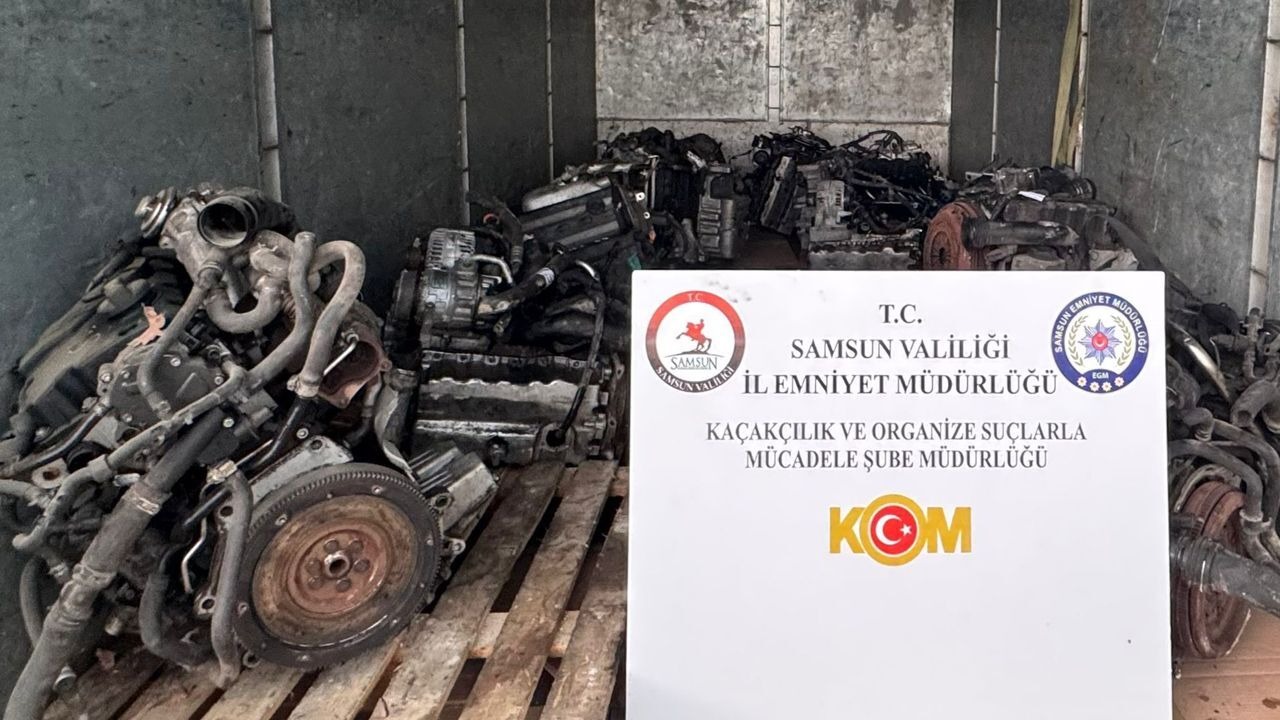 Samsun’da kaçak araç motoru operasyonu: 13 motor ele geçirildi