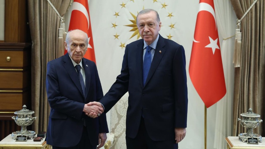 Erdoğan ve Bahçeli Cumhurbaşkanlığı Külliyesi’nde bir araya geldi