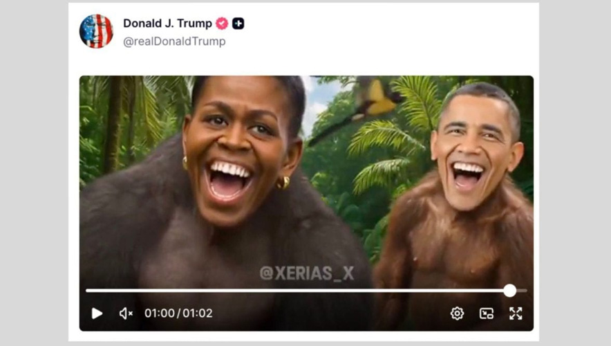 ABD Başkanı'ndan ırkçı paylaşım: Trump’tan Obama çiftini hedef alan skandal video