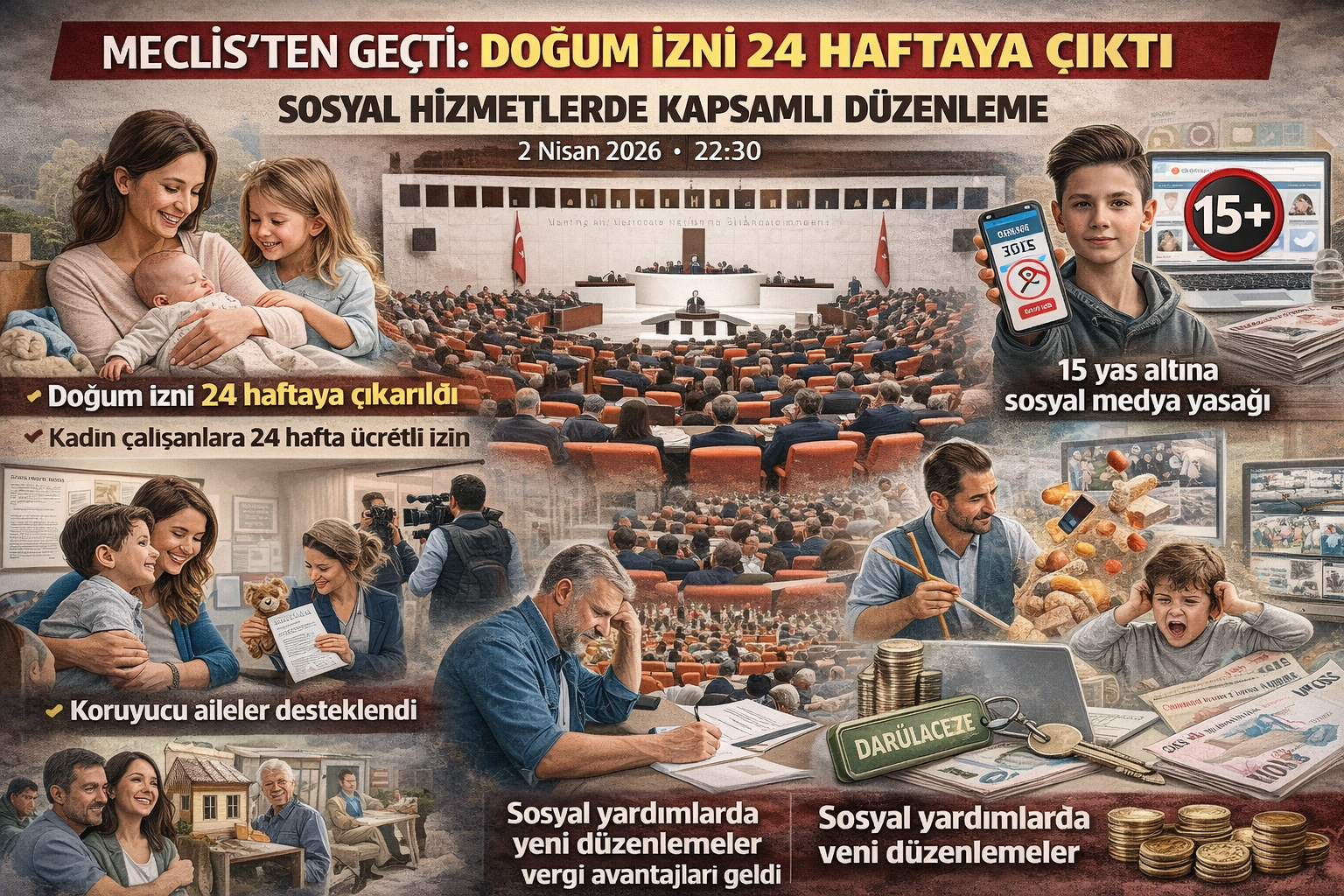 Doğum izni 24 haftaya çıkıyor: TBMM’den sosyal hizmetlerde köklü reform