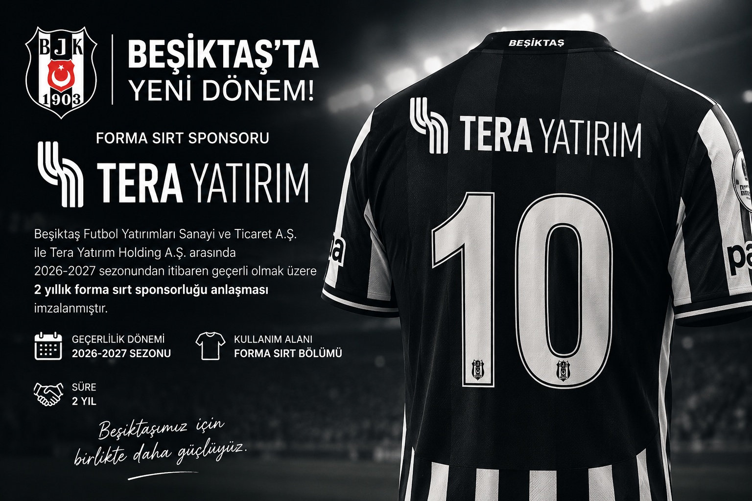 KAP’a açıklandı: Beşiktaş’ın forma sırt sponsoru "Tera Yatırım" oldu