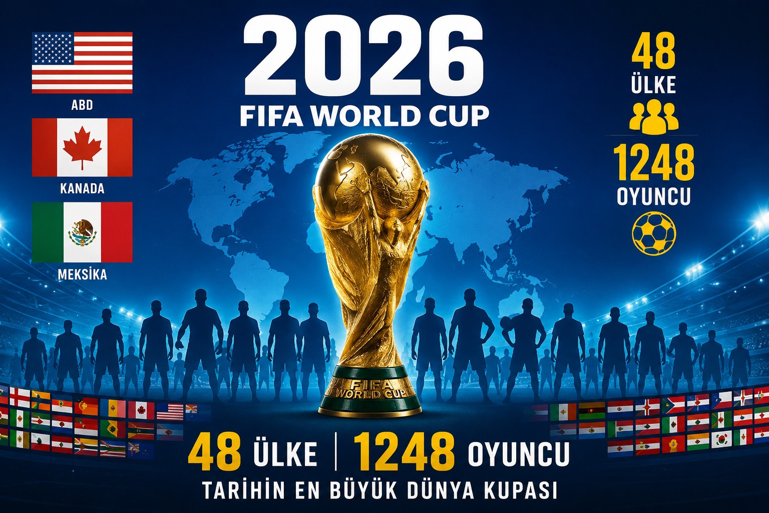2026 Dünya Kupası'nda 48 ülkeden 1248 futbolcu mücadele edecek