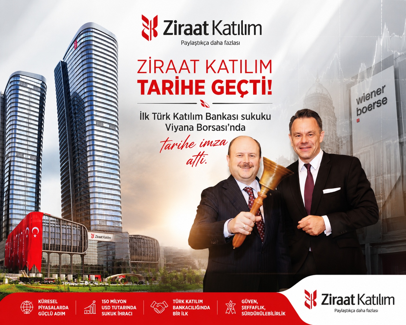 Ziraat Katılım tarihe geçti: İlk Türk Katılım Bankası sukuku Viyana Borsası’nda işlem görmeye başladı