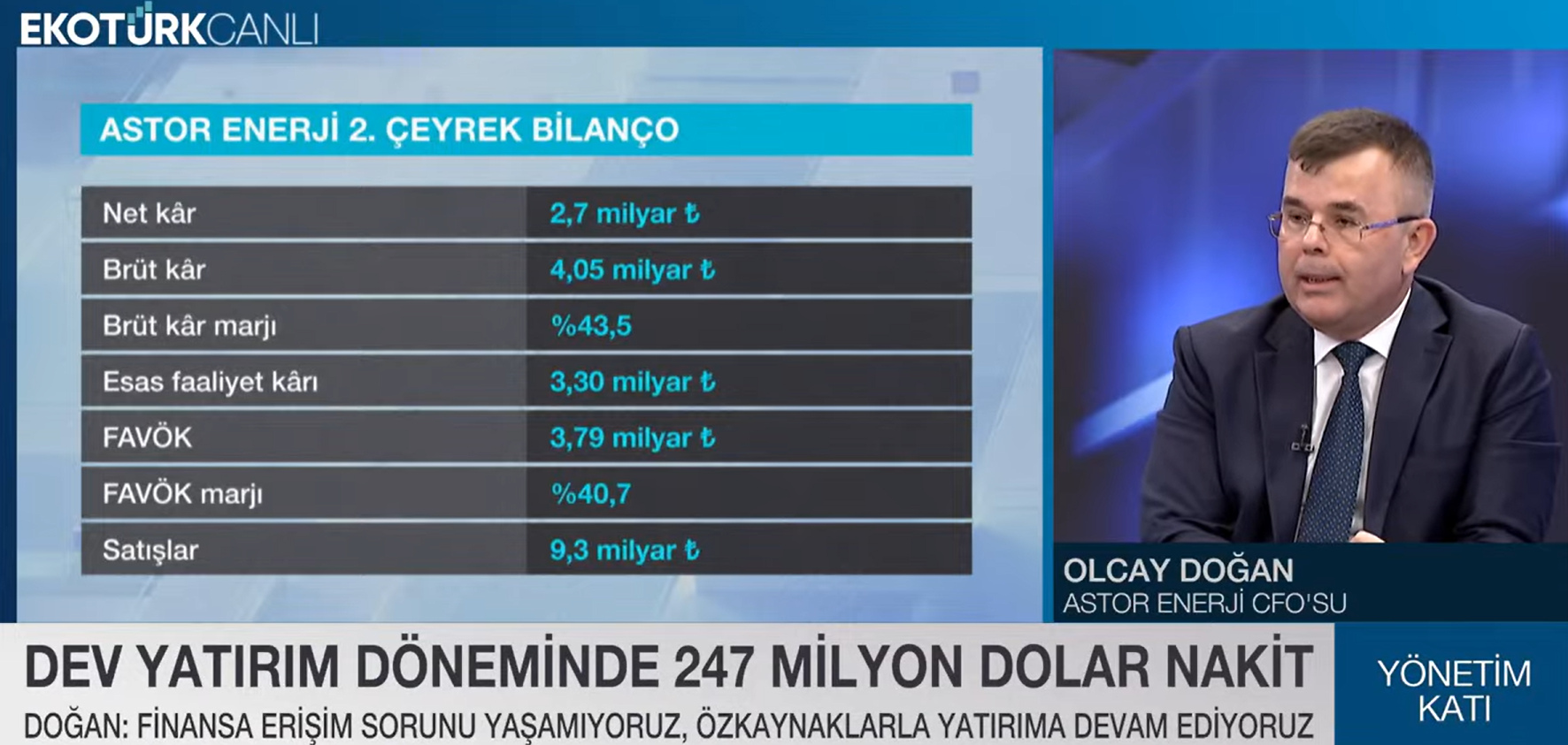 Astor Enerji CFO'su Doğan: Bilançomuz doğal hedge sağlıyor